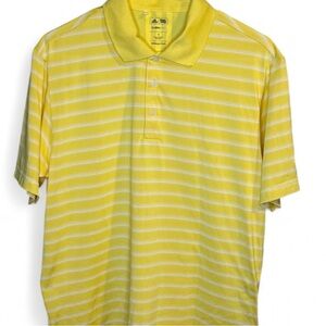 Adidas Climalite Yellow Striped Golf Polo Shirt Small Performance